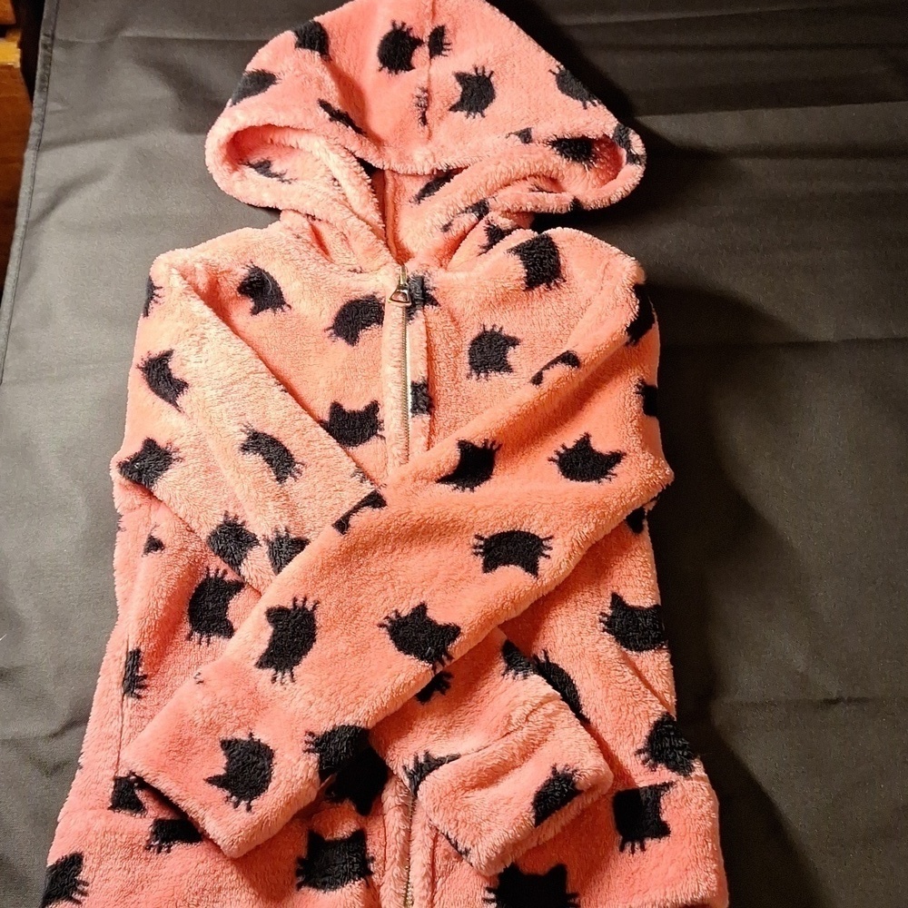 Kids Korner Pink Kitty Cats Black Jacket 3T